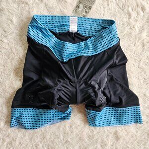 Catena Women’s Black and Blue Polka Dots Trim Cycling Shorts Size L